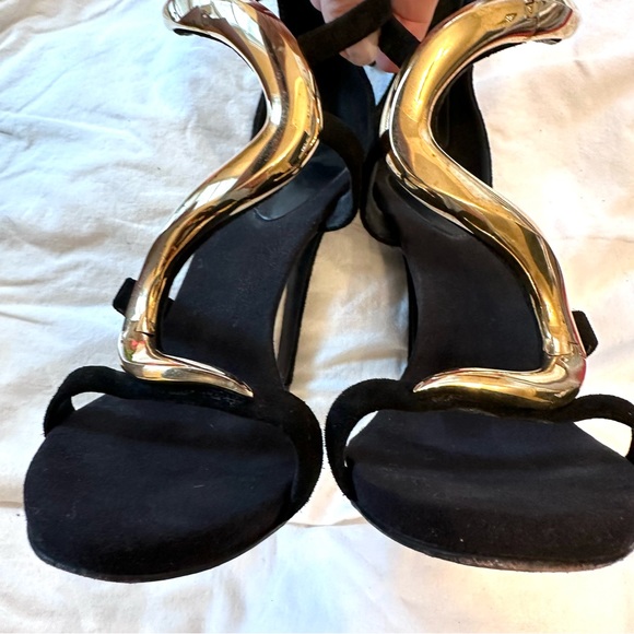 Giuseppe Zanotti Venere Gold Snake Embellished Suede Sandals Black 37.5 7.5 - Picture 6 of 10